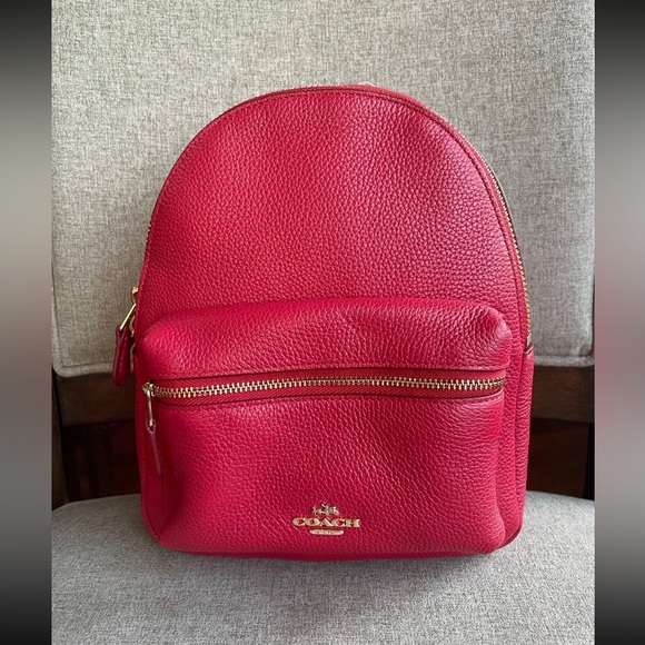 NWT！COACH MINI CHARLIE BACKPACK IN PEBBLE LEATHER (COACH F38263) LIGHT GOLD/TRUE - Picture 1 of 10